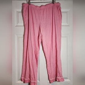 PajamaGram Pink And White Polka Dot Pajama Pants 1X No Drawstring
